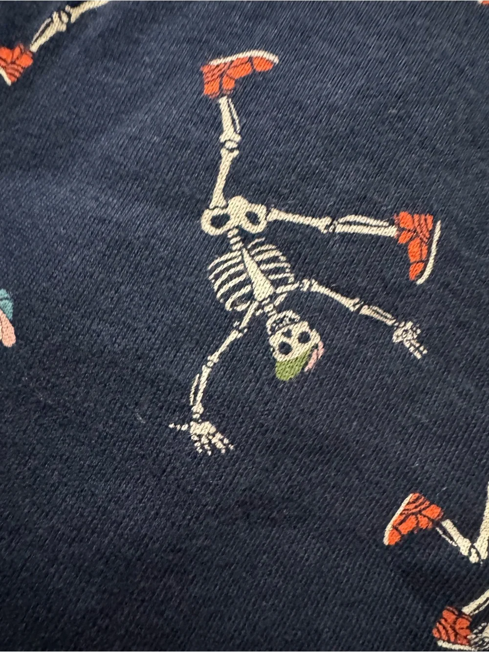 Old Navy Navy Long-Sleeve Kids Skeleton Pajama Top with Red Accents